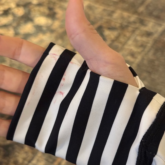 Kate Spade Black and White Striped Peplum athletic Top - Picture 3 of 3